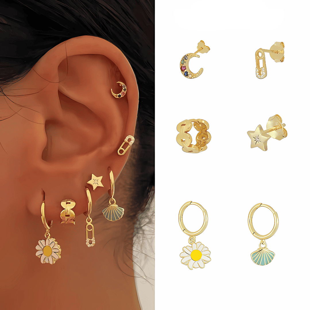 18K KULTA HOOP & KORVAKORUSETTI