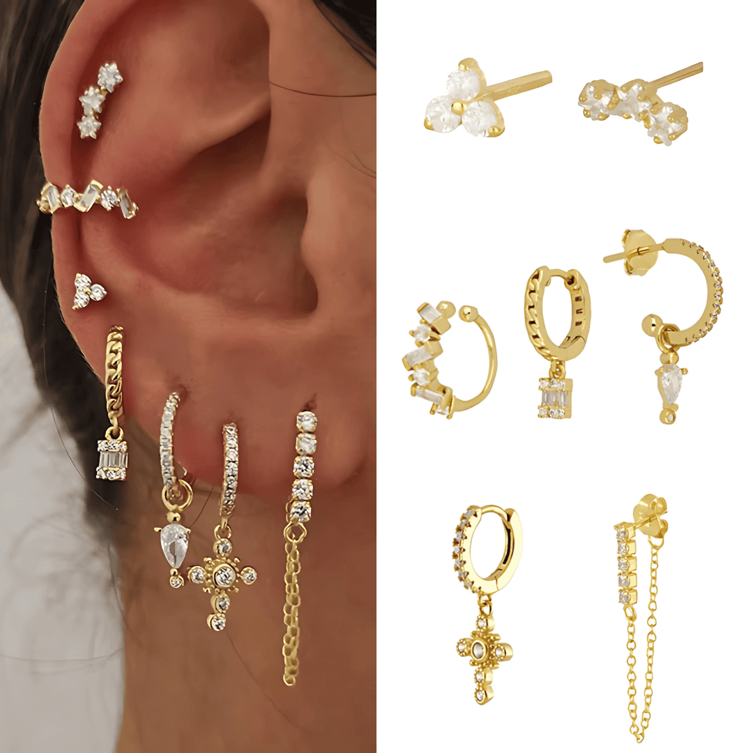 18K KULTA HOOP & KORVAKORUSETTI