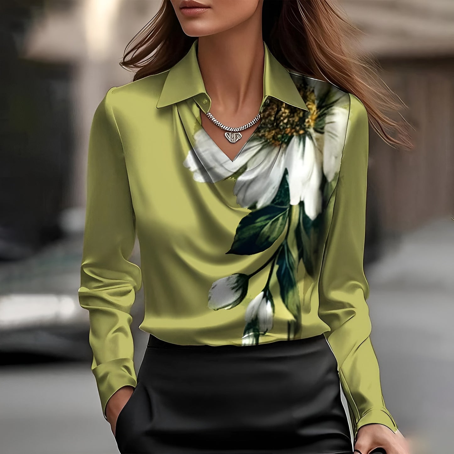 Lenaa™ - Elegantti Silkkipaita Drapeeratulla Kaula-aukolla