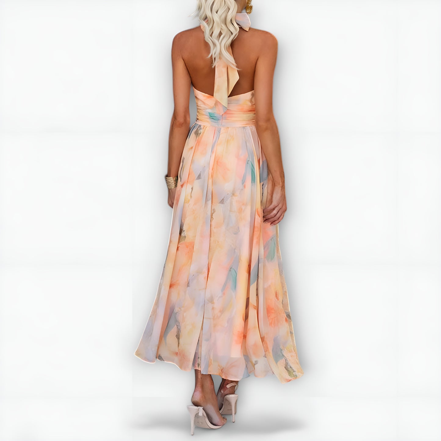 Halterikaula Aquarelli Print Maxi Mekko