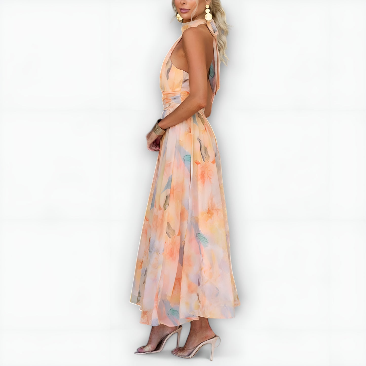 Halterikaula Aquarelli Print Maxi Mekko
