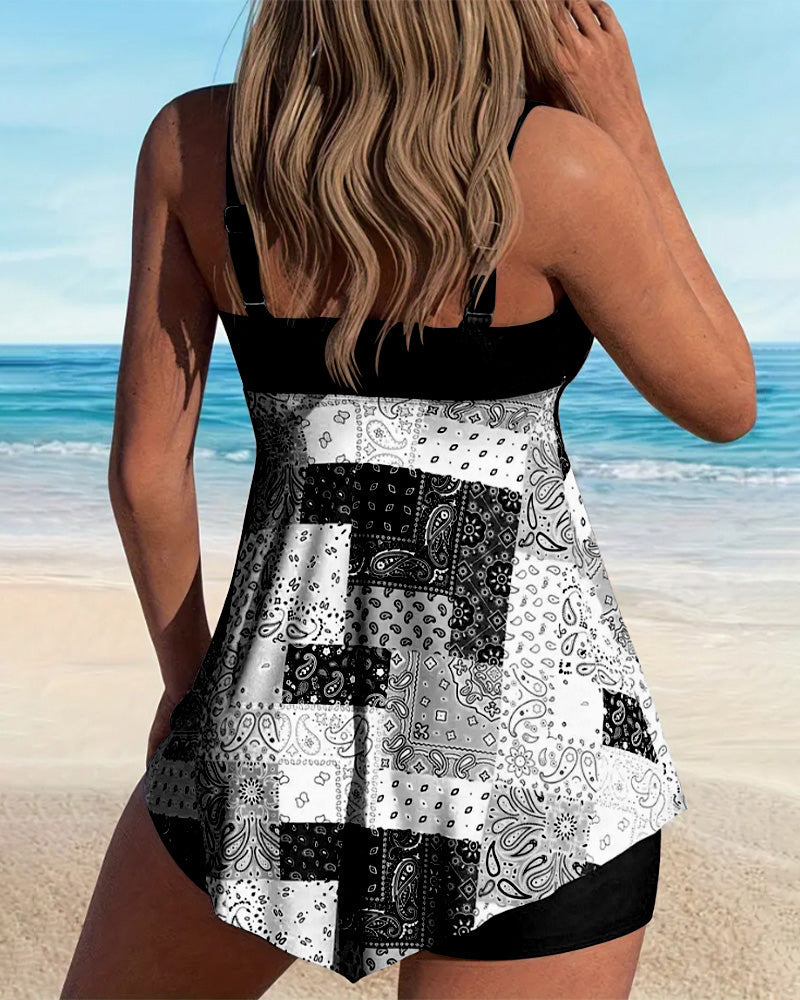 Tankini Kaksiosainen Kuviollinen Boxer