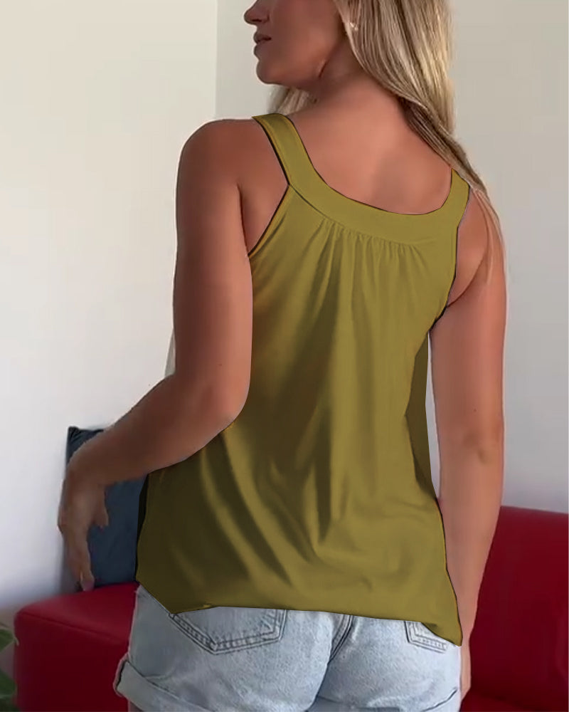 Tank Top Olkaimettomat Pleatattu Yksivärinen