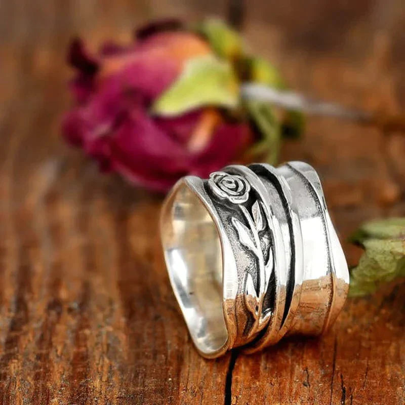 Astrid™ | Vintage silverring med blomma