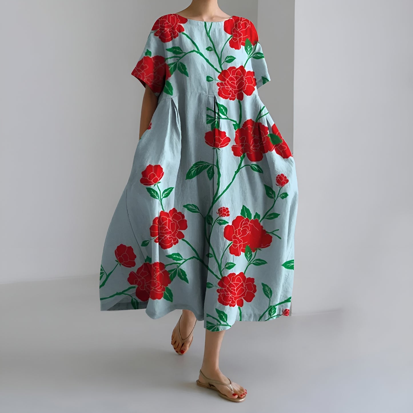 Meeri™ | Taiteellinen maksimekko vintage-kukkakuosilla ja huolettomalla eleganssilla
