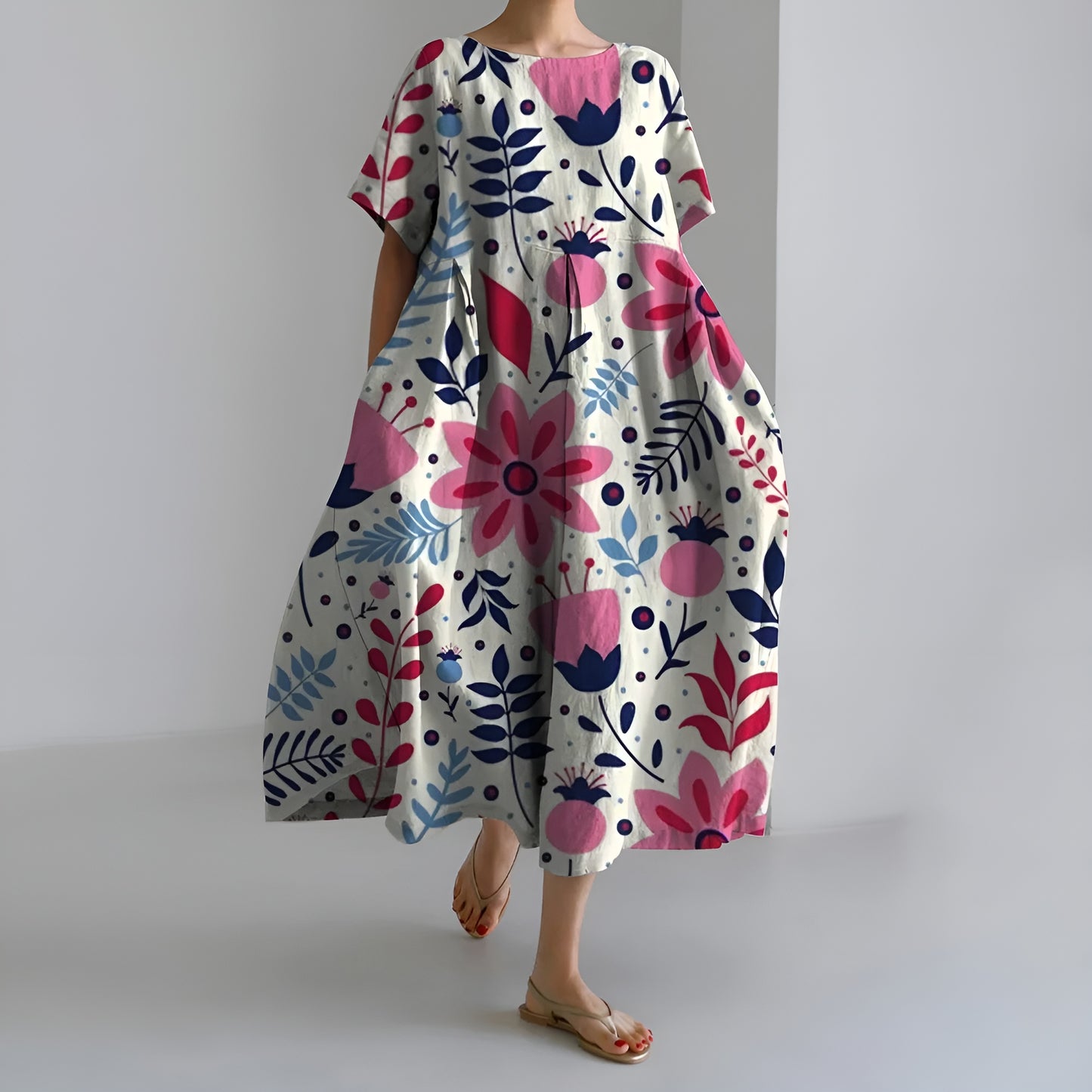 Meeri™ | Taiteellinen maksimekko vintage-kukkakuosilla ja huolettomalla eleganssilla