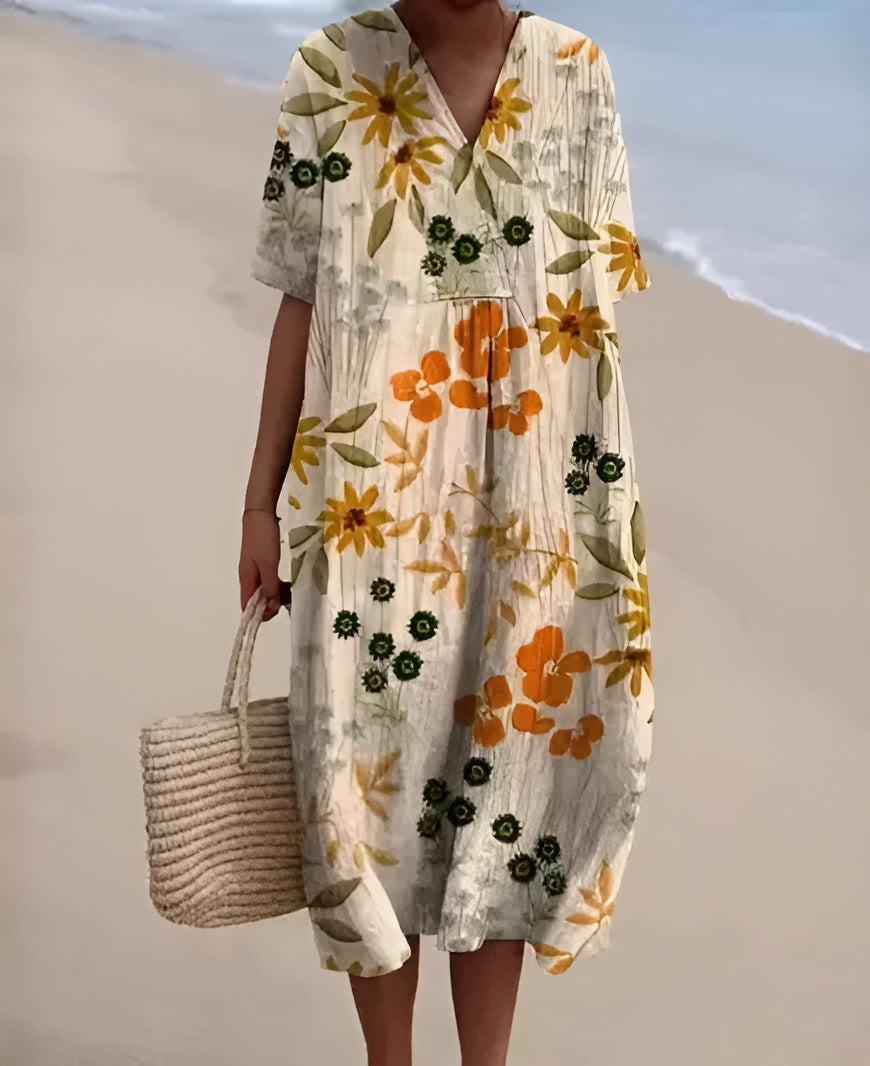 Toini™ | Tunne kesän keveys – värikäs unelmakukka mekko arkeen ja lomalle