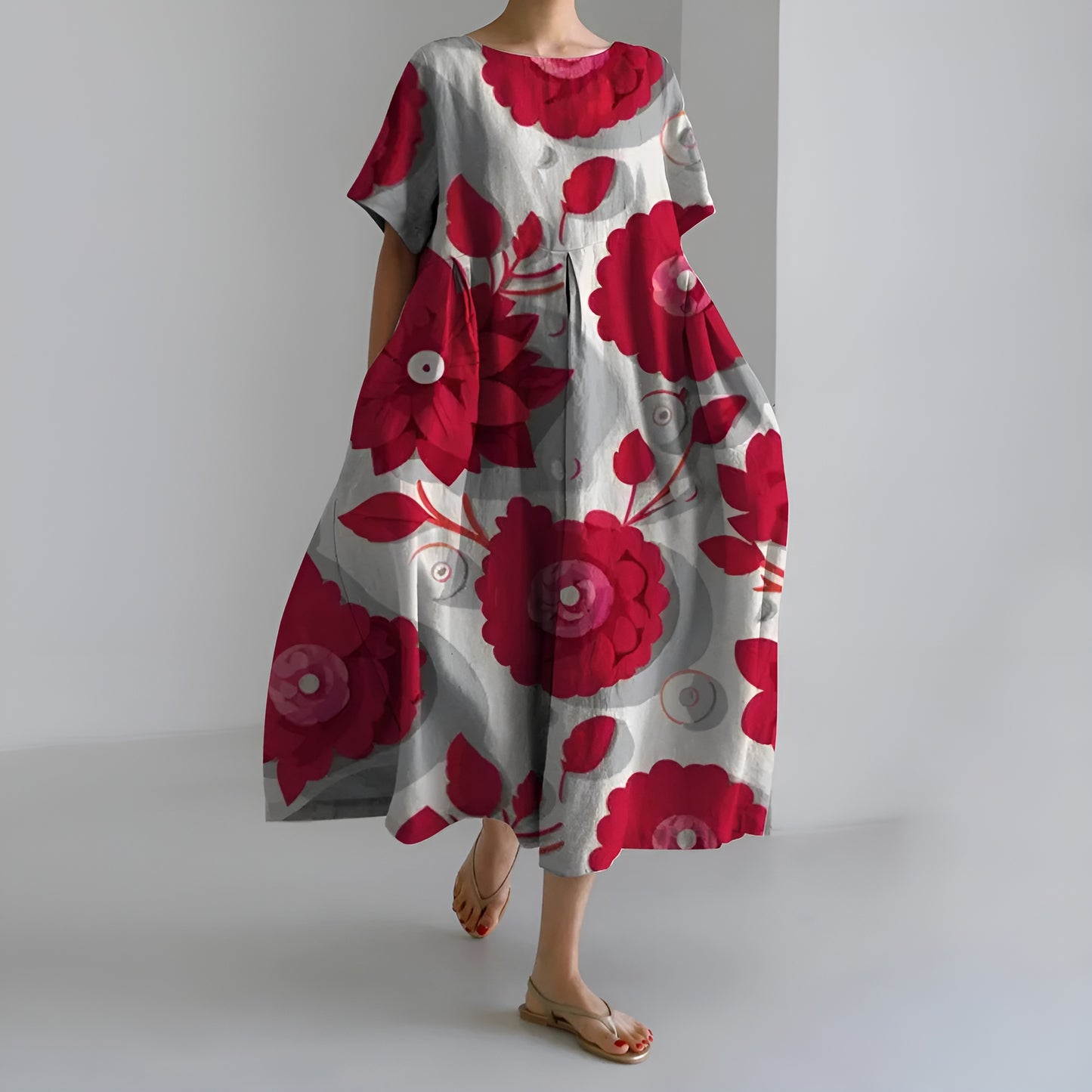 Meeri™ | Taiteellinen maksimekko vintage-kukkakuosilla ja huolettomalla eleganssilla