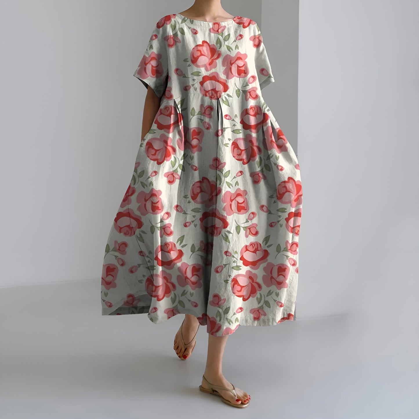 Meeri™ | Taiteellinen maksimekko vintage-kukkakuosilla ja huolettomalla eleganssilla
