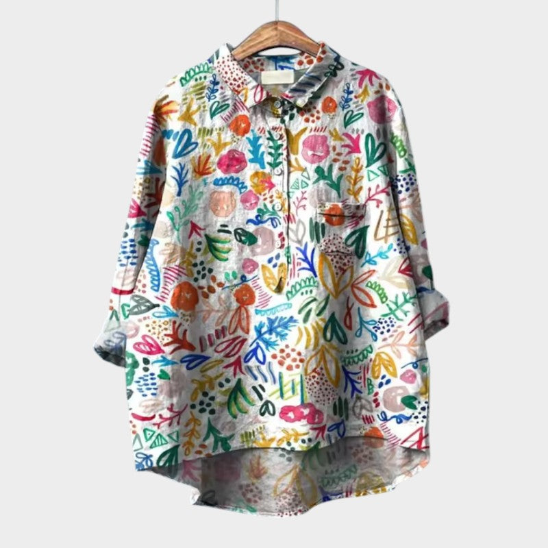 SOFIA | Ylellinen Kukallinen Oversize-Paita – Täydellinen Yhdistelmä Päivittäistä Mukavuutta ja Eleganttia Kauneutta Kaikissa Tilaisuuksissa