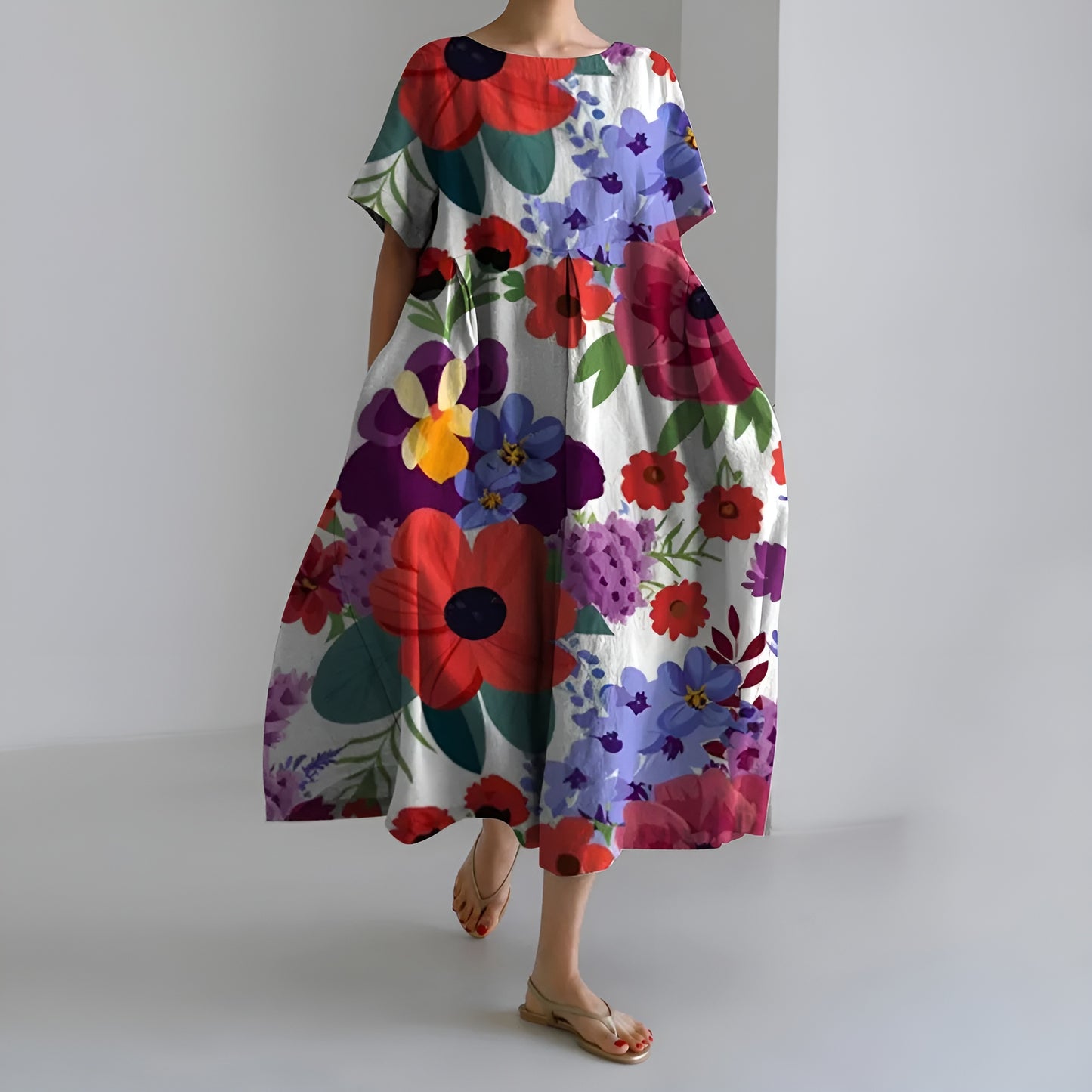 Meeri™ | Taiteellinen maksimekko vintage-kukkakuosilla ja huolettomalla eleganssilla