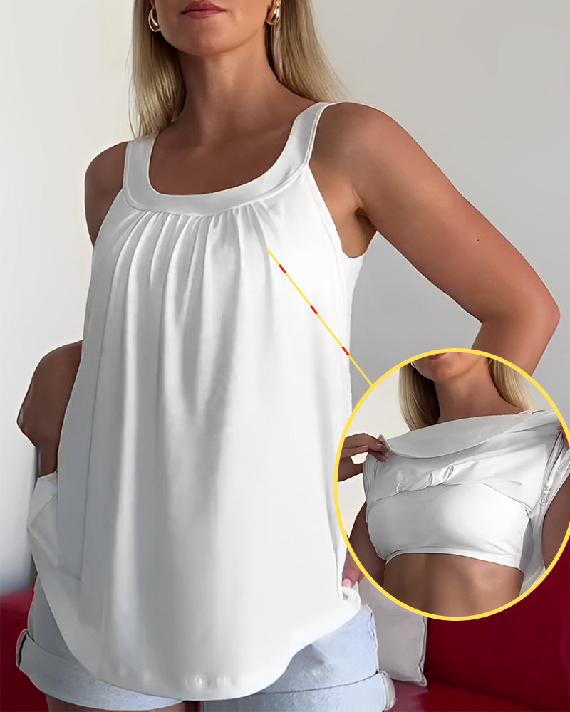 Tank Top Olkaimettomat Pleatattu Yksivärinen