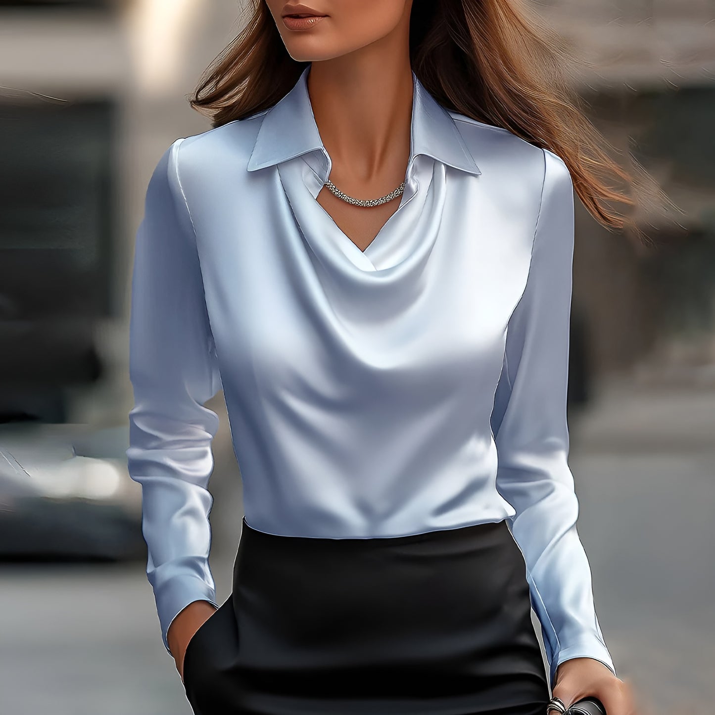 Lenaa™ - Elegantti Silkkipaita Drapeeratulla Kaula-aukolla