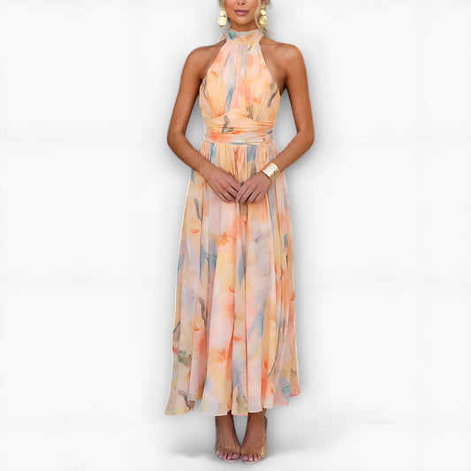 Halterikaula Aquarelli Print Maxi Mekko