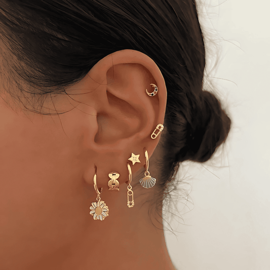 18K KULTA HOOP & KORVAKORUSETTI