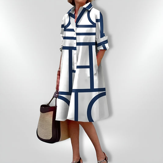 Janika™ | Geometrinen mekko taskuilla