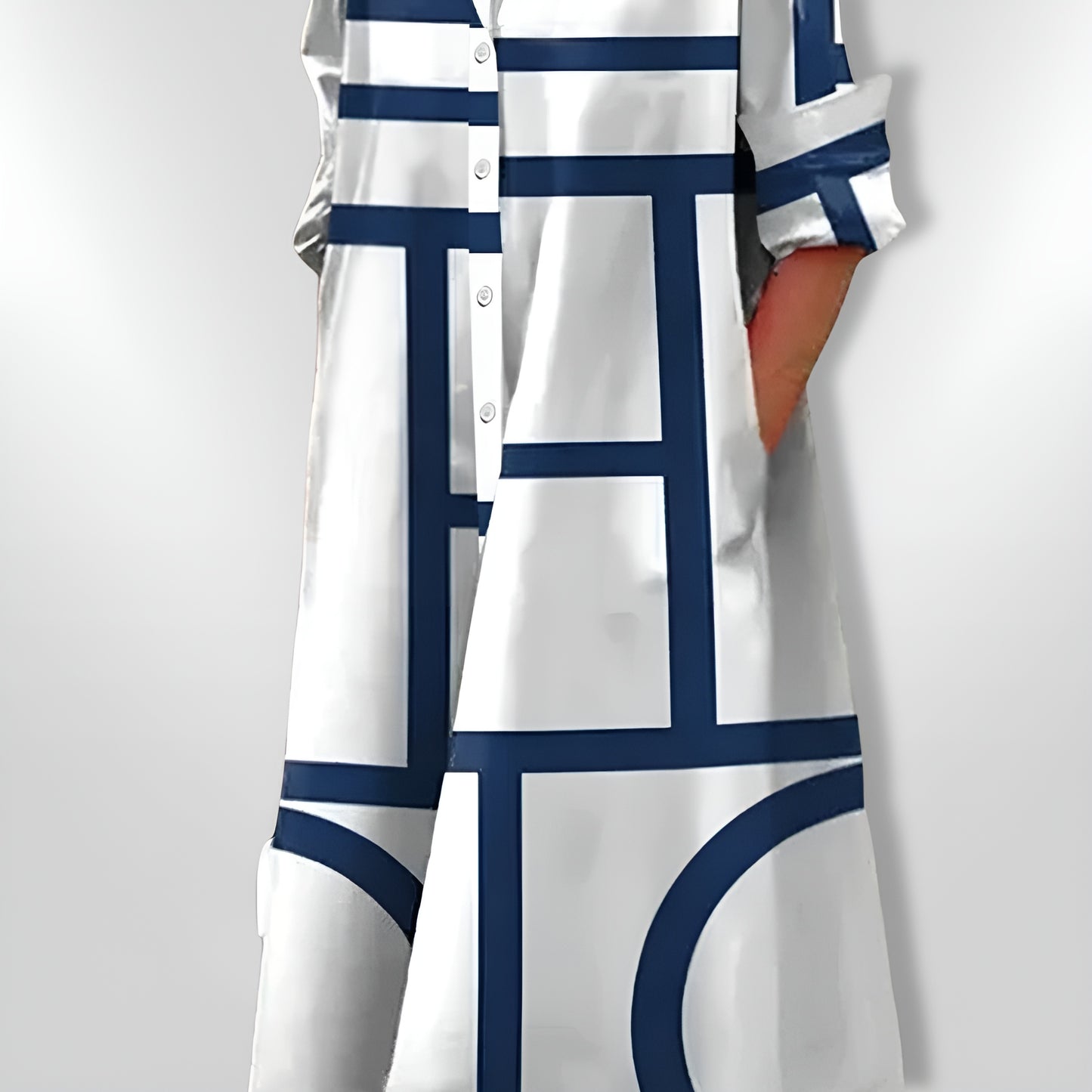 Janika™ | Geometrinen mekko taskuilla
