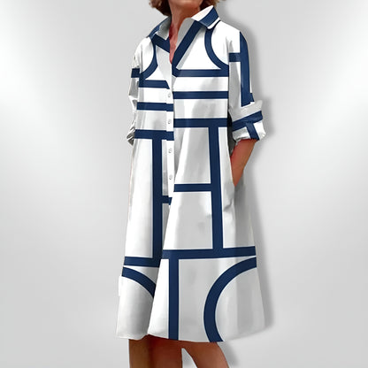 Janika™ | Geometrinen mekko taskuilla