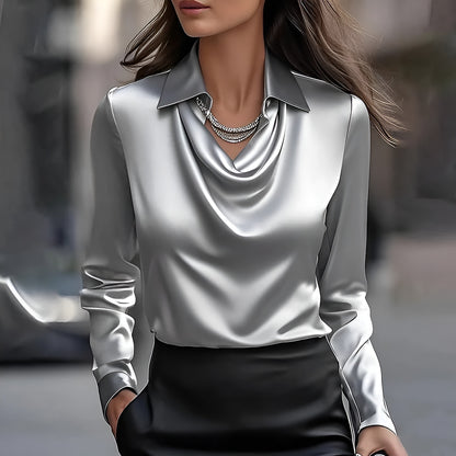 Lenaa™ - Elegantti Silkkipaita Drapeeratulla Kaula-aukolla