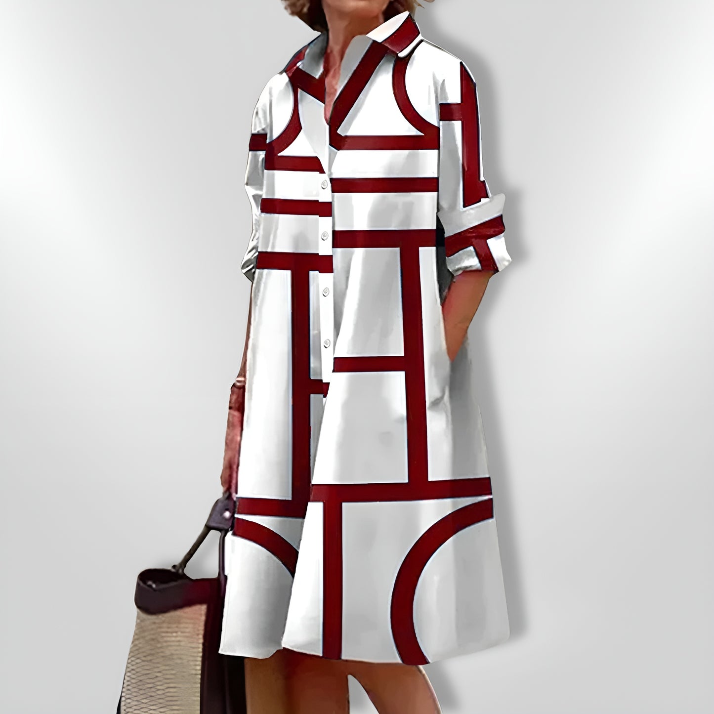Janika™ | Geometrinen mekko taskuilla