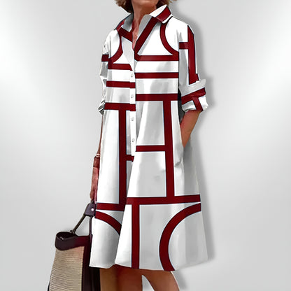 Janika™ | Geometrinen mekko taskuilla