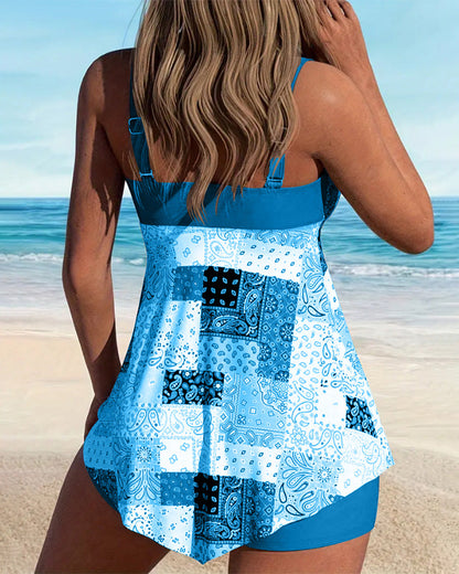Tankini Kaksiosainen Kuviollinen Boxer