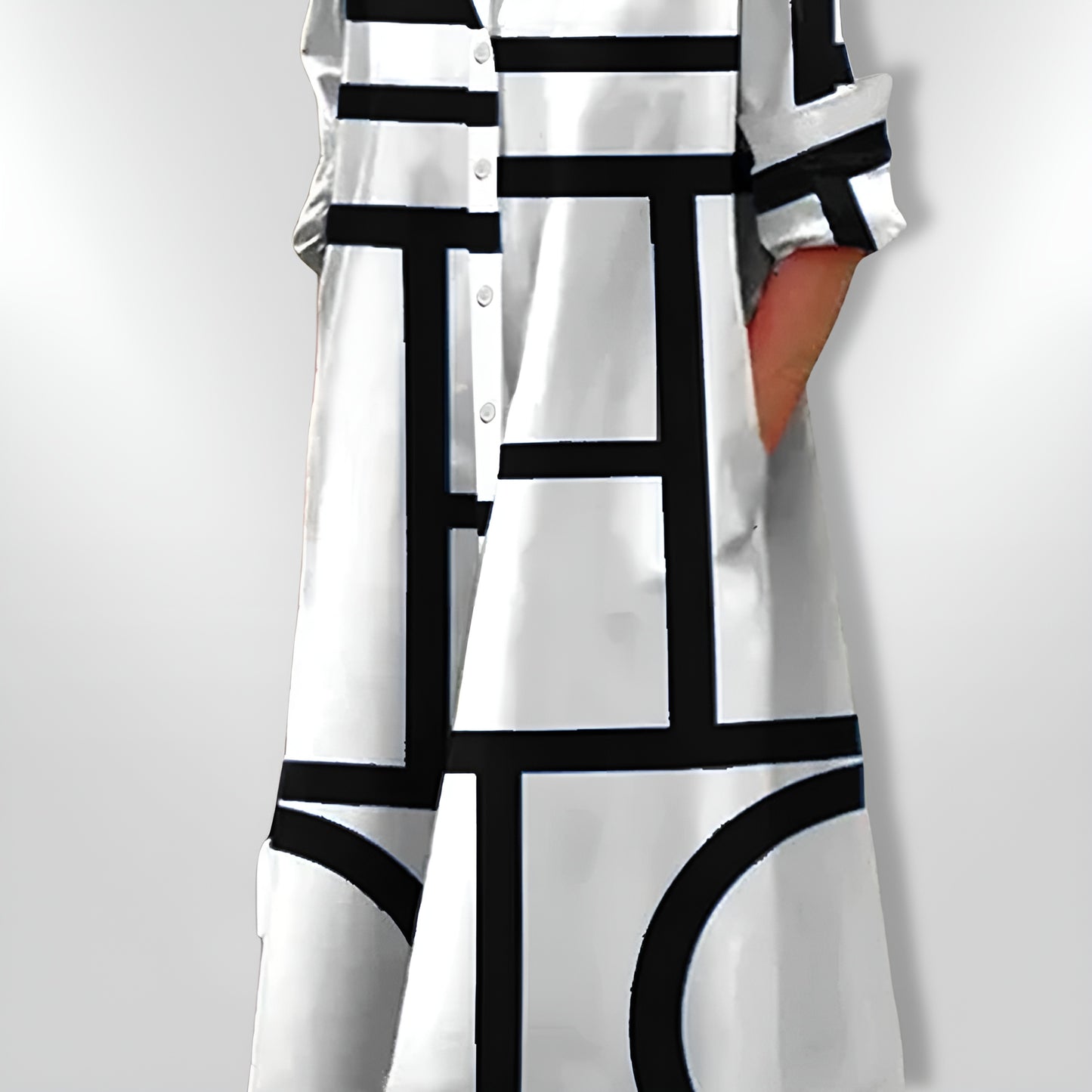 Janika™ | Geometrinen mekko taskuilla