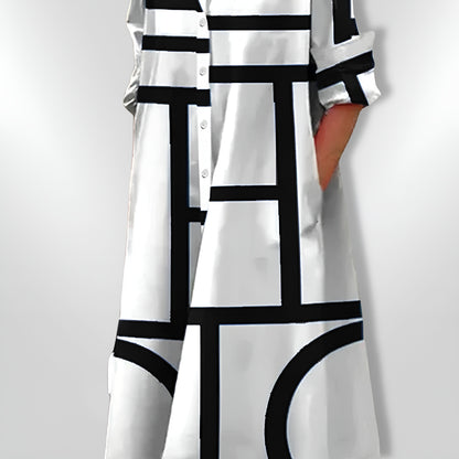 Janika™ | Geometrinen mekko taskuilla