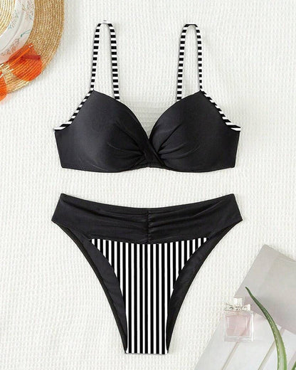 Bikini Seksikäs Raidallinen Kontrastitrikoo