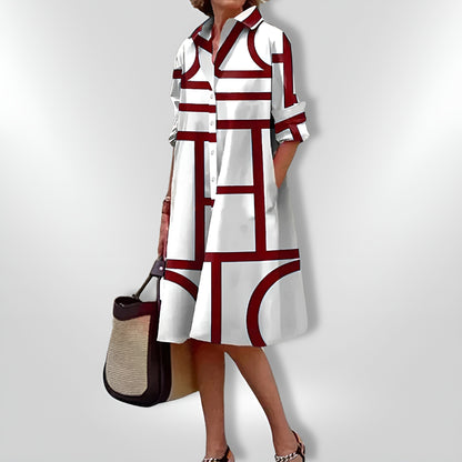 Janika™ | Geometrinen mekko taskuilla