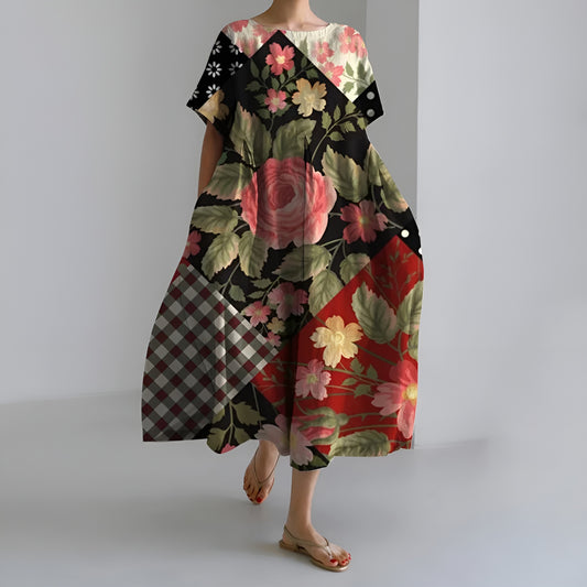Meeri™ | Taiteellinen maksimekko vintage-kukkakuosilla ja huolettomalla eleganssilla