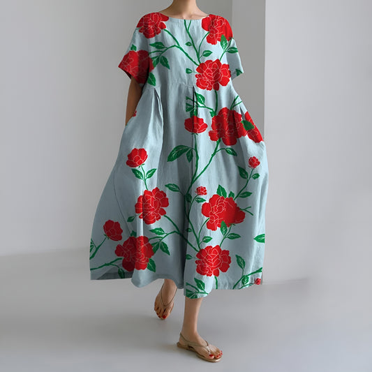 Meeri™ | Taiteellinen maksimekko vintage-kukkakuosilla ja huolettomalla eleganssilla