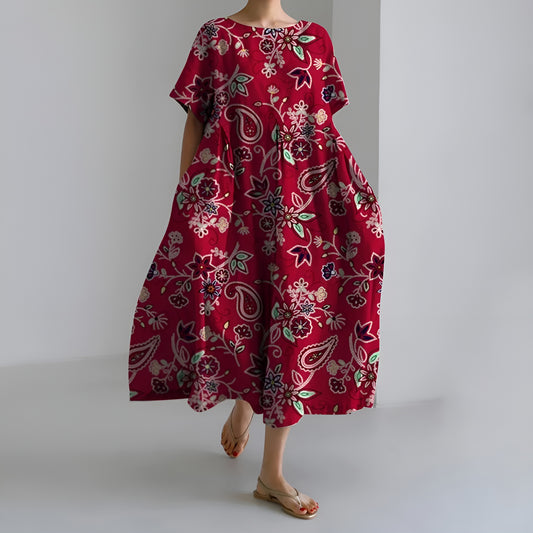 Meeri™ | Taiteellinen maksimekko vintage-kukkakuosilla ja huolettomalla eleganssilla