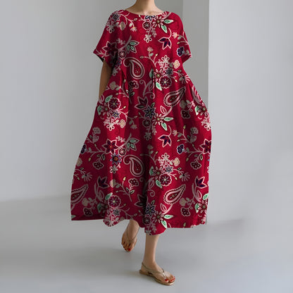 Maartje™ | Taiteellinen maksimekko vintage-kukkakuosilla ja huolettomalla eleganssilla