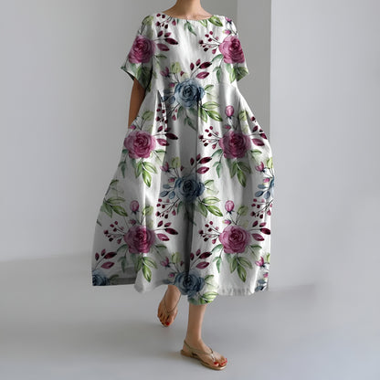 Maartje™ | Taiteellinen maksimekko vintage-kukkakuosilla ja huolettomalla eleganssilla