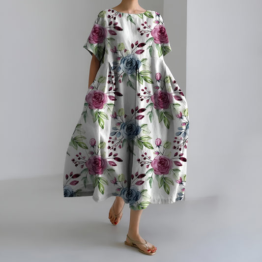Meeri™ | Taiteellinen maksimekko vintage-kukkakuosilla ja huolettomalla eleganssilla