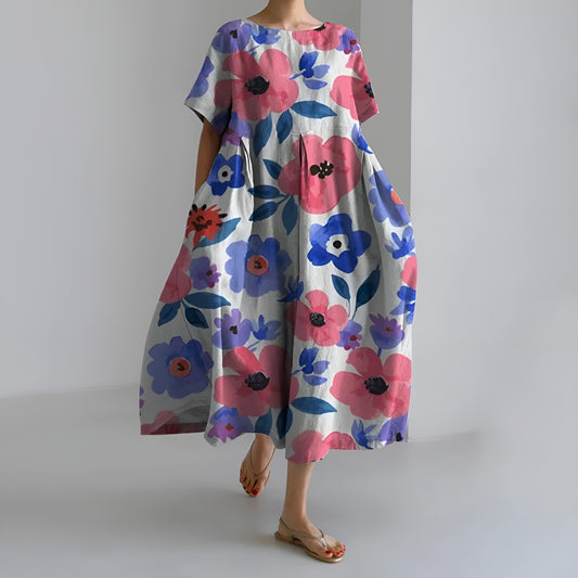Meeri™ | Taiteellinen maksimekko vintage-kukkakuosilla ja huolettomalla eleganssilla