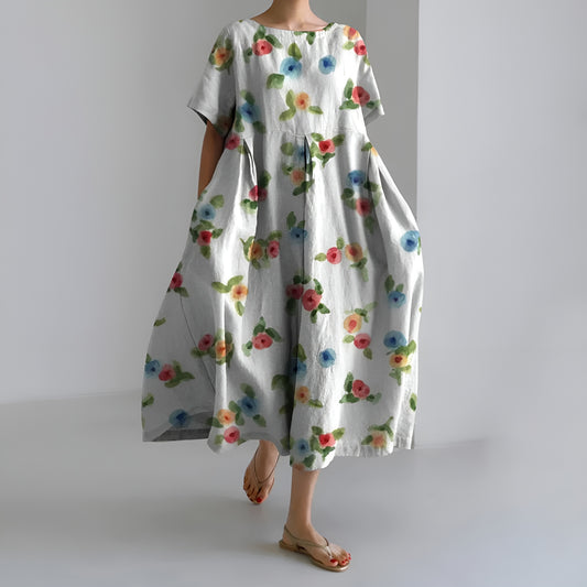 Meeri™ | Taiteellinen maksimekko vintage-kukkakuosilla ja huolettomalla eleganssilla