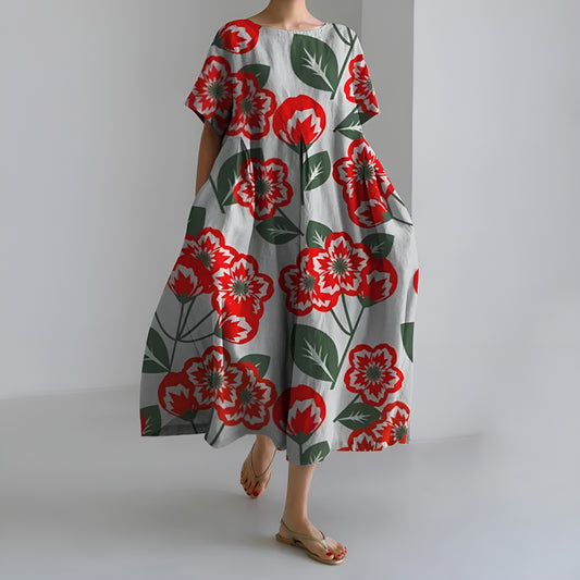 Meeri™ | Taiteellinen maksimekko vintage-kukkakuosilla ja huolettomalla eleganssilla