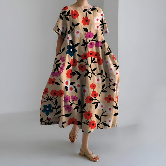 Meeri™ | Taiteellinen maksimekko vintage-kukkakuosilla ja huolettomalla eleganssilla