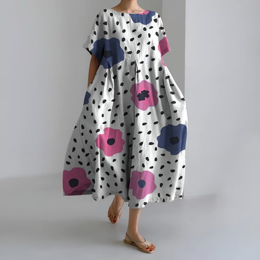 Meeri™ | Taiteellinen maksimekko vintage-kukkakuosilla ja huolettomalla eleganssilla
