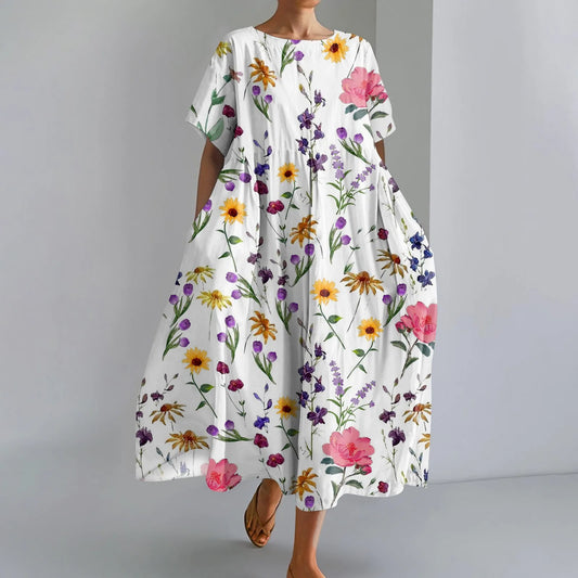 Jutta™ | Kevyt Maxi-mekko upealla kukkakuosilla
