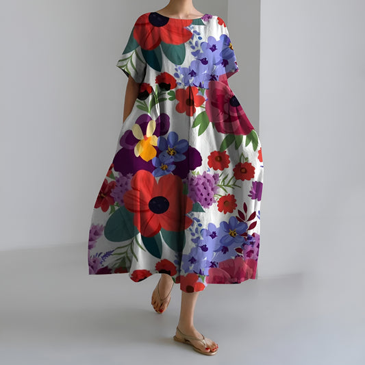 Meeri™ | Taiteellinen maksimekko vintage-kukkakuosilla ja huolettomalla eleganssilla