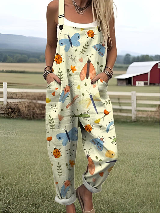 Aukje™ | Naisten hauska hyönteismuotokuvio ja taidepainatus jumpsuit