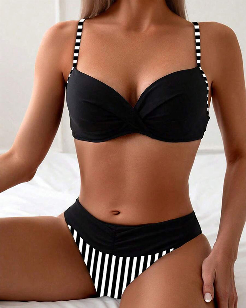 Bikini Seksikäs Raidallinen Kontrastitrikoo