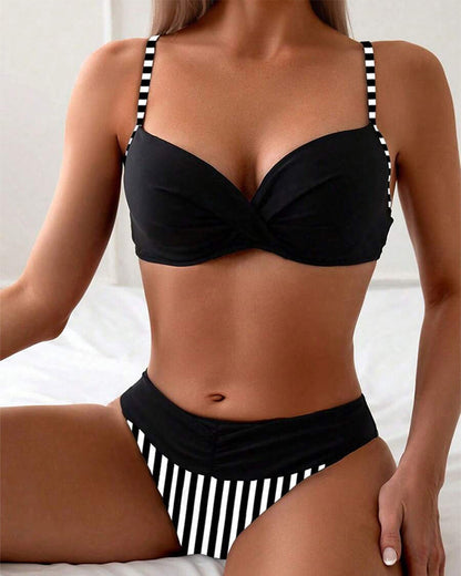 Bikini Seksikäs Raidallinen Kontrastitrikoo