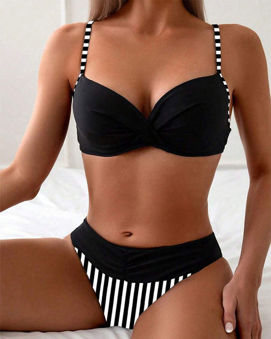 Bikini Seksikäs Raidallinen Kontrastitrikoo
