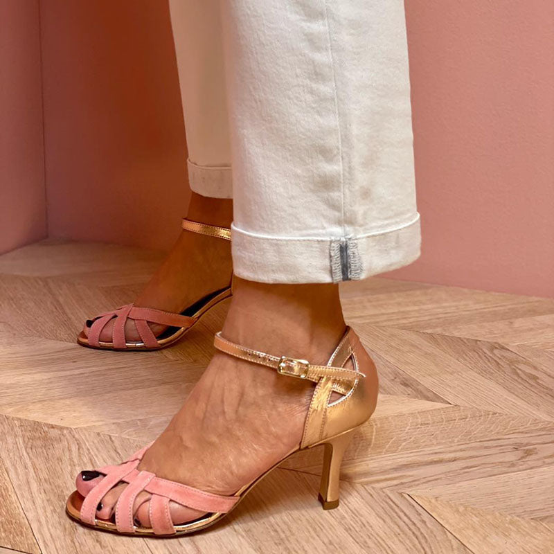 Calista | Peep toe -korkokengät värilohkossa