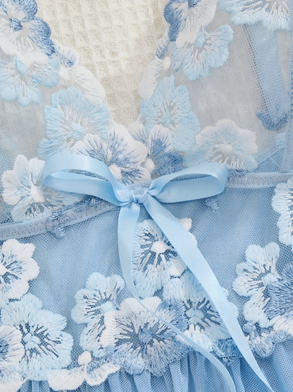 Lidi™ | Kukkapitsinen babydoll, V-pääntie, string, seksikäs alusasu